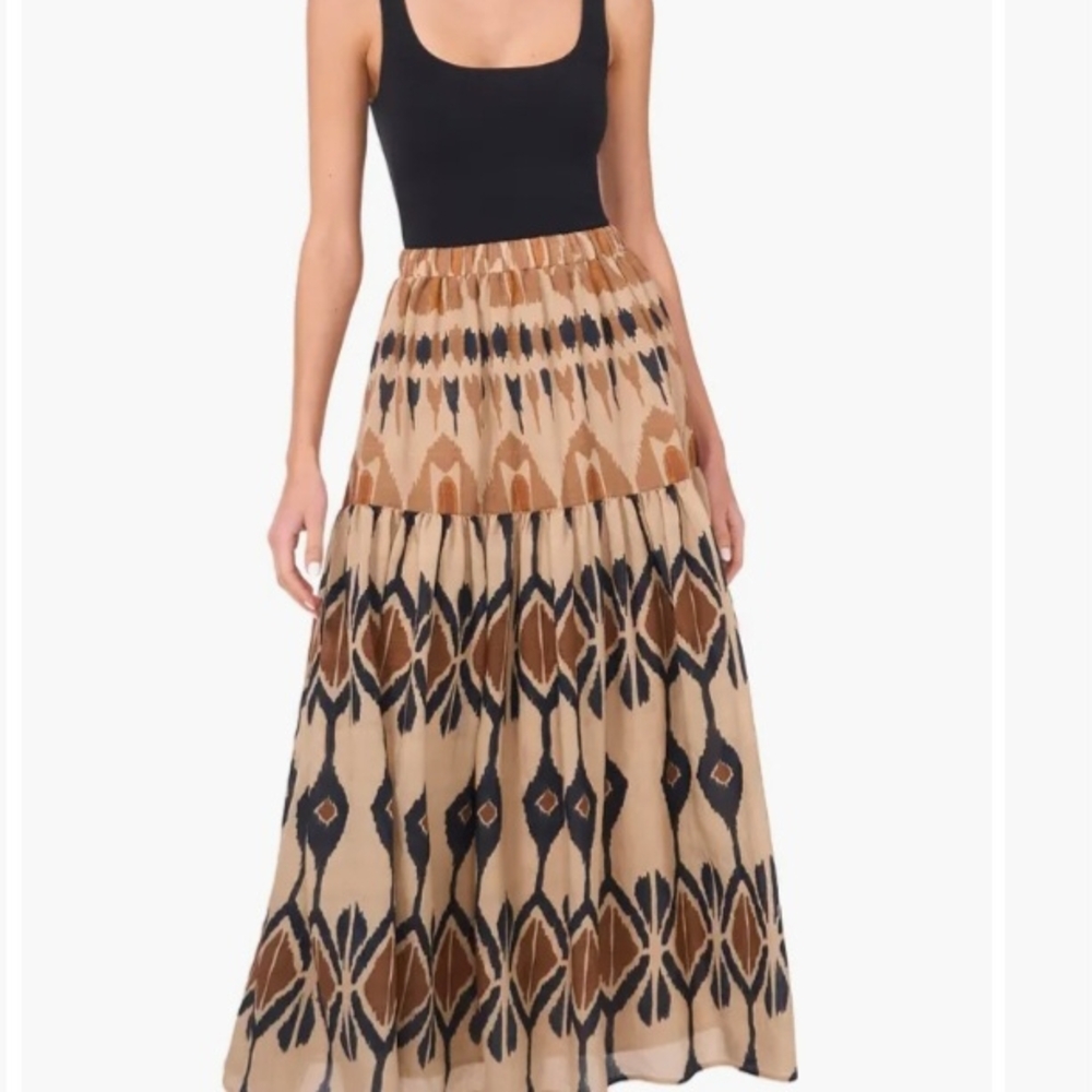 Halogen Tan and Black A-Line Skirt